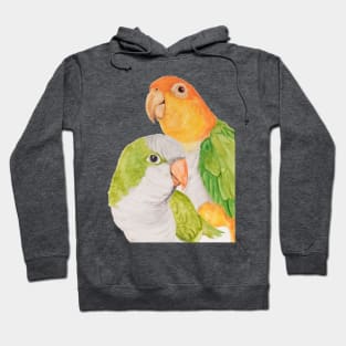 Tropical Caique Quaker Parrot Watercolor Art Hoodie